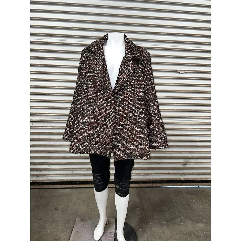 Slinky Brand jacket button up multi colored tweed long sleeve size 1X